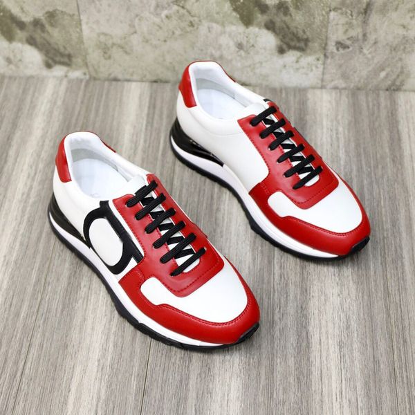 

men's casual shoes genuine leather low sneaker mens brooklyn gancio tricolor trainer sneakers sports outdoor trainers size 38-45, Black