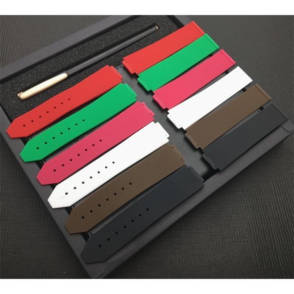 Rosso Nero Bianco Marrone Verde Cinturino per cinturino Hublot cinturino femminile in gomma da donna in silicone 15x21mm su strumenti a farfalla 220622