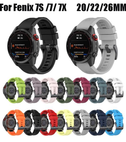

26 22 20mm silicone quickfit watchband straps for garmin fenix 7x 7 7s solar instinct 2 6 6x pro 5x descent epix gen2 fenix3 hr enduro easyf