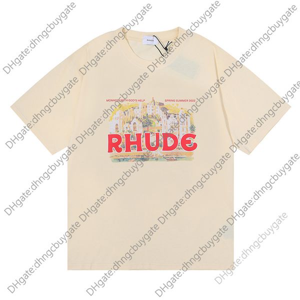 

shirt designer t rhude american high street print tshirt street oversize simple illustration short sleeve tee couple male t shirt, White;black
