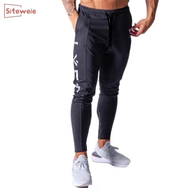 

siteweie sports pants men running gym cotton pencil pants joggers casual fitness cotton sweatpants bodybuilding trouser g249 201110, Black