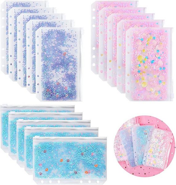 A6 Binder Cash Envelopes PVC Orçamento finder com envelopes com zíper pastas de bolso para 6 anel recarregável Binder Notebook B0504