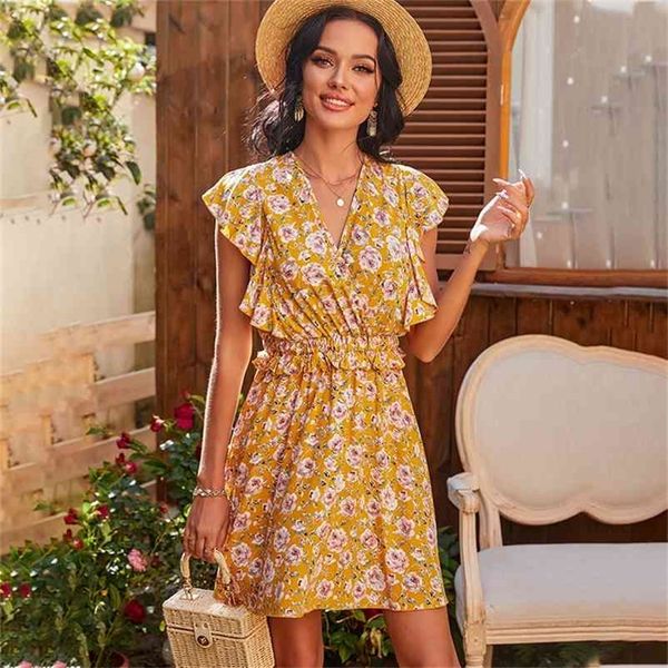 

foridol casual summer beach boho dress women female floral print mini dress for women lace up backless vestidos 210415, Black;gray