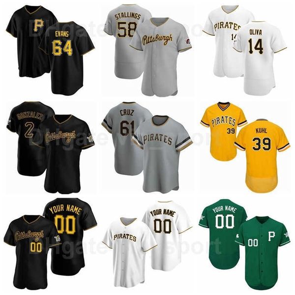 

xflsp 64 phillip evans jersey baseball 2 erik gonzalez 58 jacob stallings 61 oneil cruz 39 chad kuhl 14 jared oliva flexbase cool base, Black