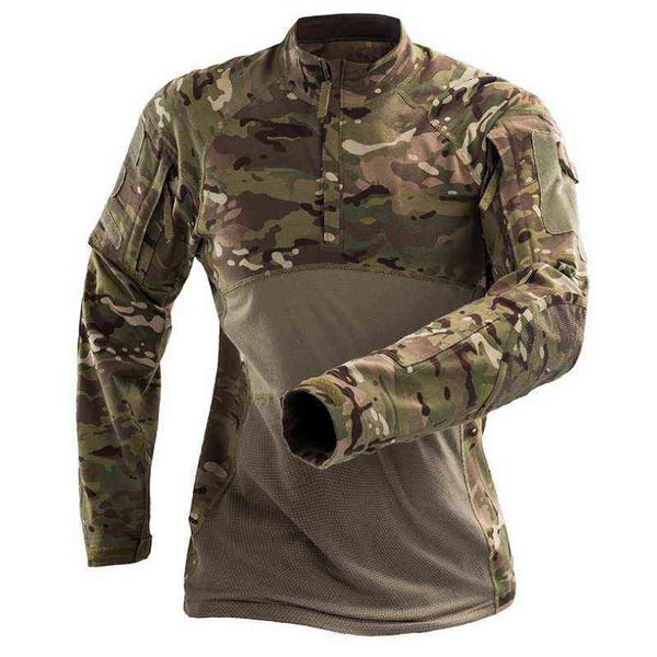 Tactical Combat Shirt Männer Baumwolle Militär Uniform Baumwolle CP Camouflage T-Shirt Multicam UNS Armee Kleidung Camo Langarm Hemd L220706