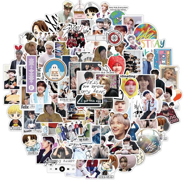 

100pcs/set skateboard stickers korean group for car lapipad bicycle motorcycle helmet guitar ps4 phone fridge decals pvc water bottle sticke