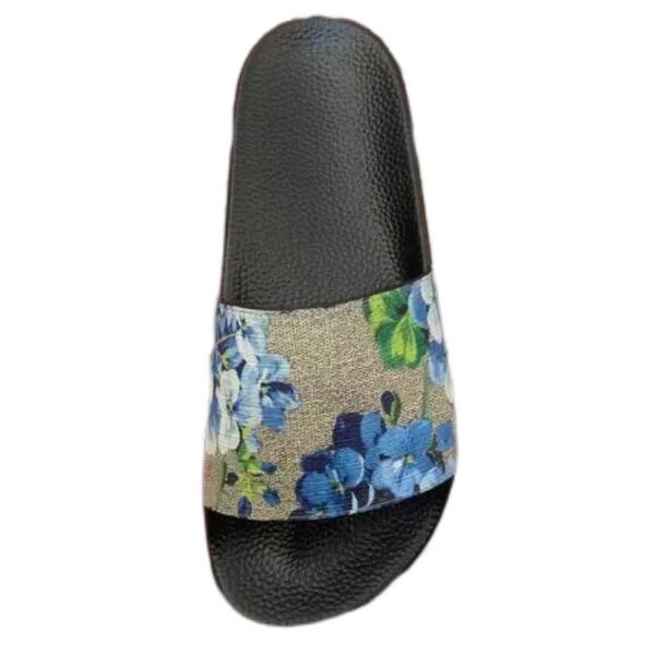 Designer de luxo unissex mass praia chinelos de engrenagem traseira de couro chinelos de couro slides femininos planos casuais sandálias de borracha Brocada floral Snake Tiger Flower Bee 35-45