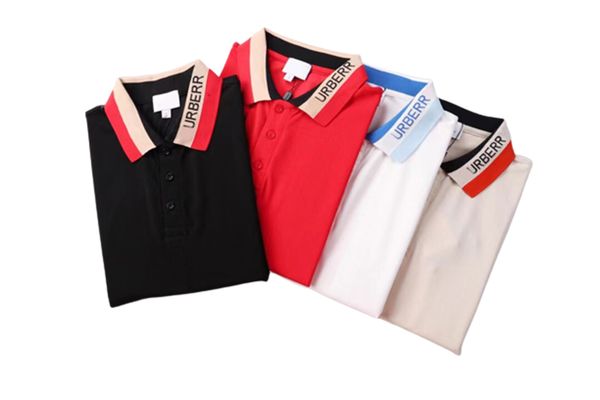 

high-end men's polo shirt embroidered short sleeve men's t-shirt designer polos shirts summer trend lapel button cotton matching #, White;black