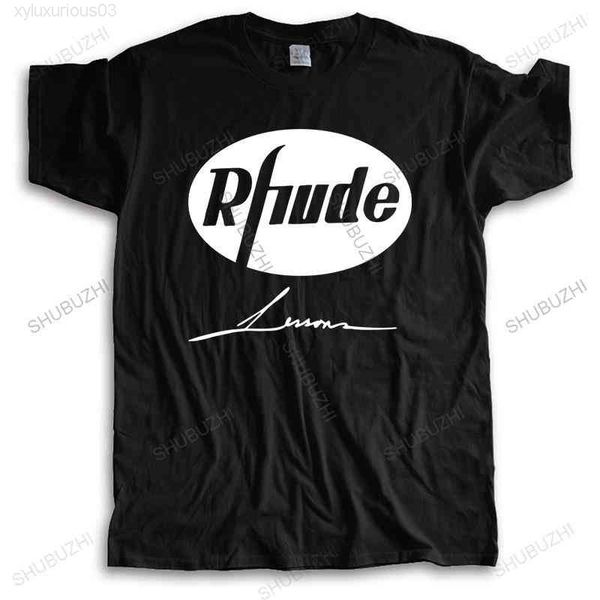 

designer fashionsummer cotton tshirt men brand t shirt quality rhude tee women collaboration limited funny tees, White;black