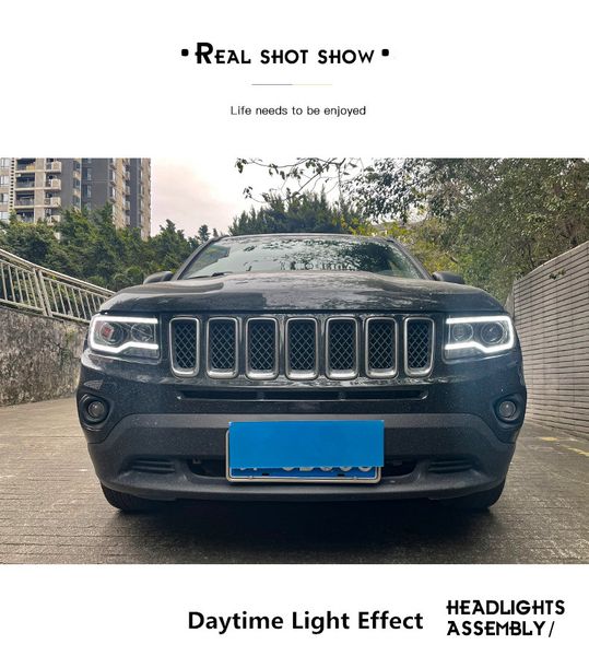 Auto LED Tagsüber Kopf Licht Für Jeep Grand Cherokee Scheinwerfer 2011-2015 DRL Blinker Fernlicht Projektor Objektiv