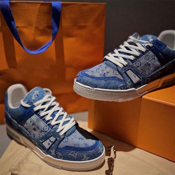

luxury designer casual shoes trainer orange white sneakers denim trainers low cut sneakers good quality, Red;white