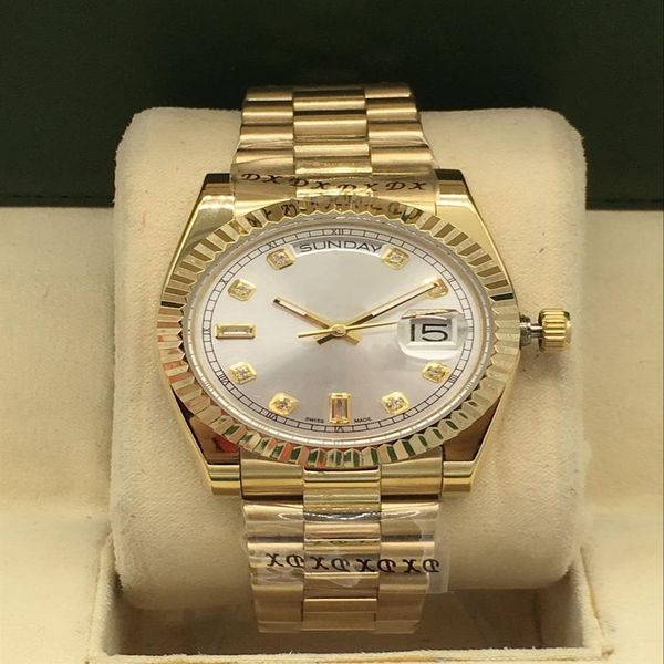 

luxury mens watch 41mm day date automatic mechanical movement stainless steel watches man sports watches289v, Slivery;brown