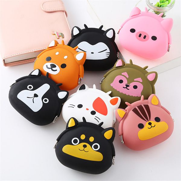 Simpatico cartone animato Portamonete Anmial Gatto Maiale Cane Orso Design Portafoglio Portamonete in silicone Borsa da donna Portafogli Portamonete da esterno Compatto