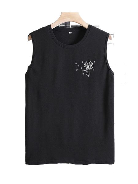 

men floral print tank y3zb#, White;black