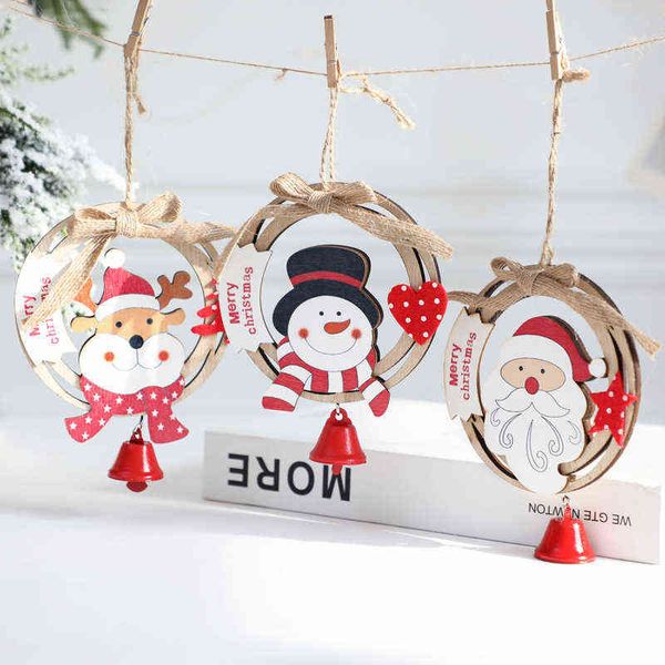 

factory outlet decorations christmas round bell door hanging wooden pendant gifts small children's kindergarten