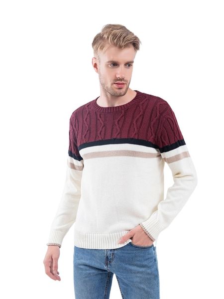 

men color block textured knit sweater l8zl#, White;black