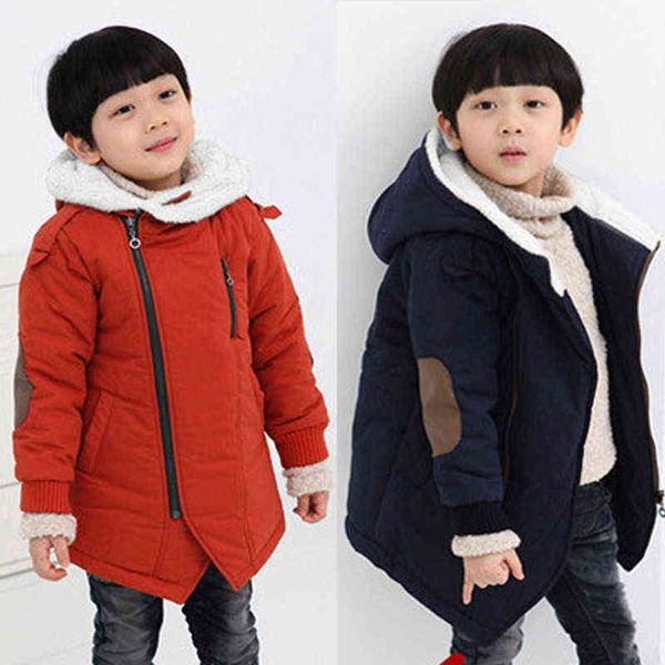 2022 New Winter Warm Boys Coat algodão de algodão e roupas com capuz de veludo para menino Jackets Kids Christmas Aniversário Presente Clothing J220718