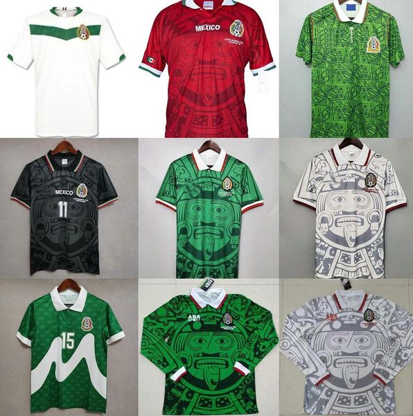 Jerse de futebol do México Vintage 2006 1995 1986 1994 1998 Camisa da Copa do Mundo Blanco Hernandez Classic Football Uniformes