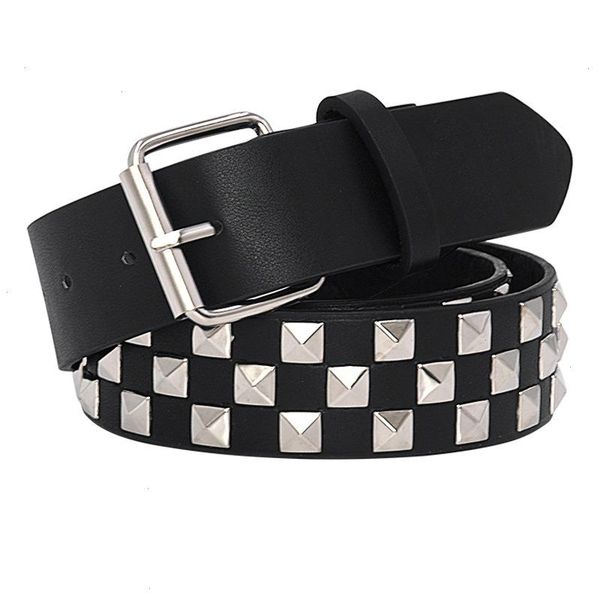 

shiny pyramid fashion rivet belt for men amp womens studded punk rock with pin buckle, Black;brown