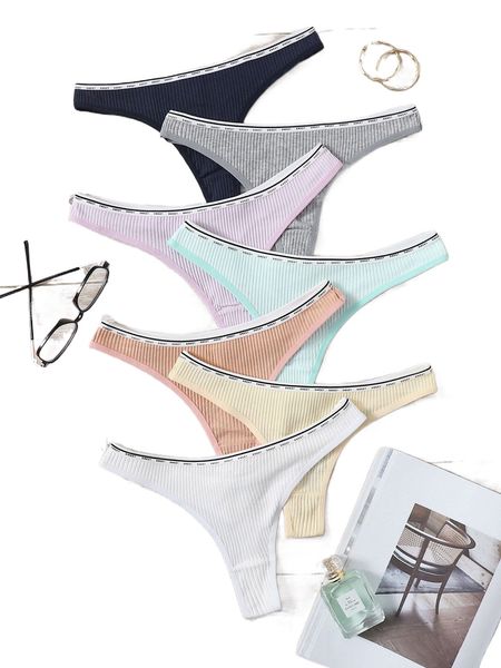 

7pack letter tape waist panty v2ec#, Black;red