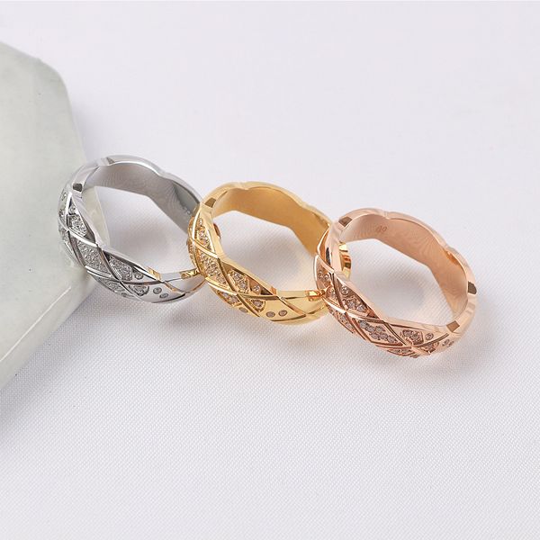 

high band polishd ring diamond chck classic dsign womn lovr rings multicolor stainlss stl coupl rings fashion jwlry, Silver