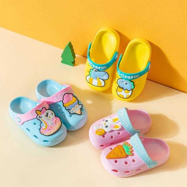 

slipper cute hole shoes baby 2022 spring and summer children' slippers cartoon boy girls' sandals for outer wear kids shoesslippe, Black;grey