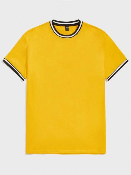 

men striped trim tee h2q9#, White;black