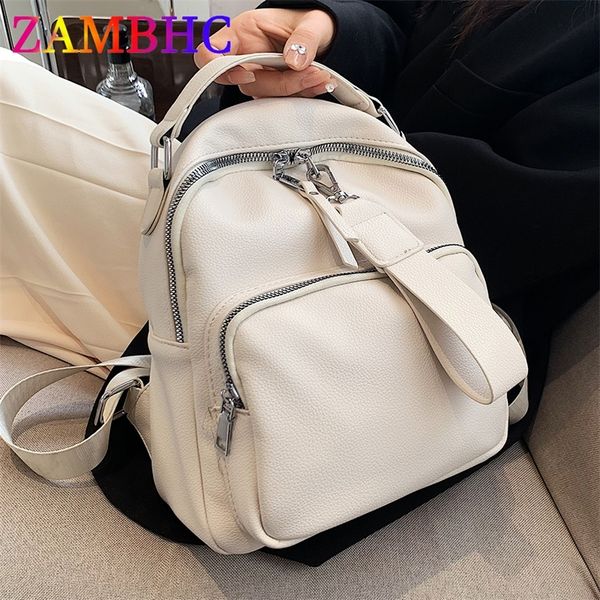 

school bags women's soft leather backpack luxury designer backpacks 220823