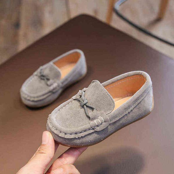 

new children suede leather shoes casual boys moccasin girls sneakers breathable anti-slip kids shoes baby toddler shoes loafers g220517, Black;red