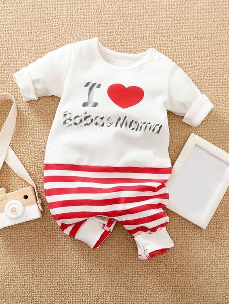 

yierying baby boy's letter and heart pattern jumpsuit she, Blue