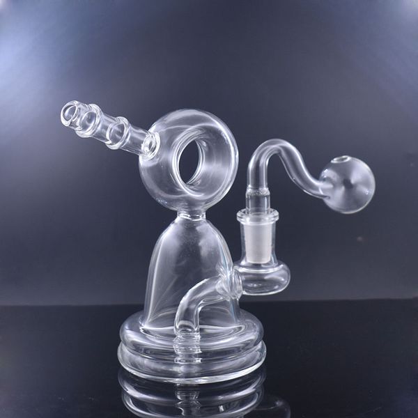 En ucuz cam beher bong ile 14mm dişi nargile kalın şişe dab teçhizat su bongs recycler ashcatcher ile erkek 30mm yağ kasesi