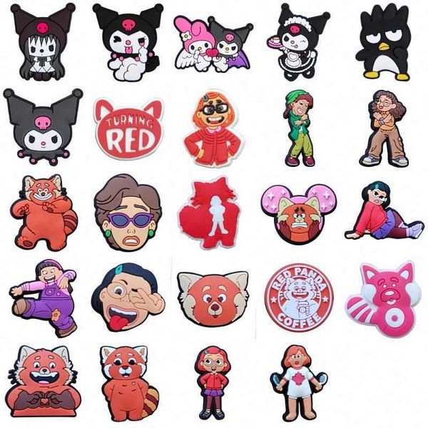 

wholesale rubber charms clog pvc charms dog new hero encanto turning red cats, White;pink