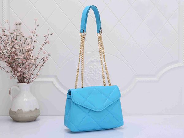

tz ladies fashion sky blue pu leather mini chain shoulder bag designer flap messenger bag solid color fashionable dress bags handbags