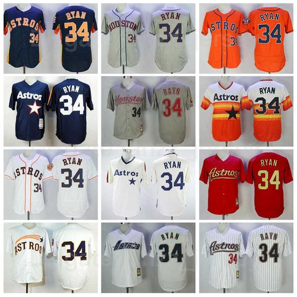

1980 2006 retro 34 nolan ryan vintage jerseys baseball flexbase cool base team navy blue white orange grey all stitched cooperstown retire e, Blue;black