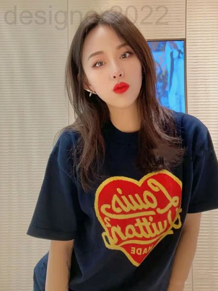 

women's t-shirt designer [correct version]22 spring large letters contrast color love print short sleeve t-shirt round neck for men and, White