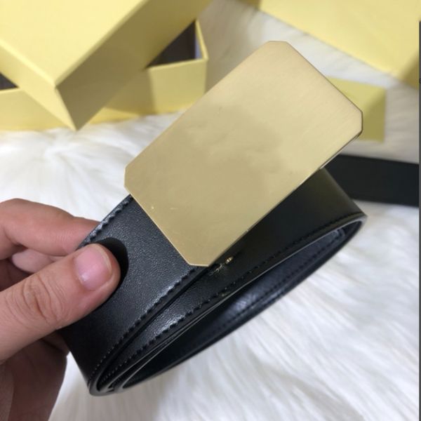 

men's design belt classic fashion luxury casual letter smooth buckle ladies men business embossed plaid belt width 3.8cm, Black;brown