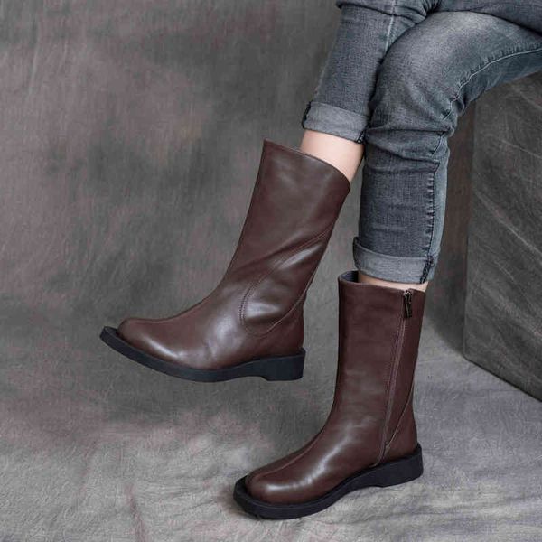 

boots autumn winter handsome cowhide side zipper flat heel british wind tube short boots knight martin kos8, Black
