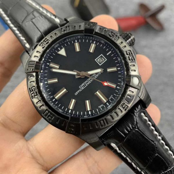 

stainless black pvd steel case watches men avenger 43mm dial automatic mechaincal movement watch 904l floding clasp mens sports style track, Slivery;brown