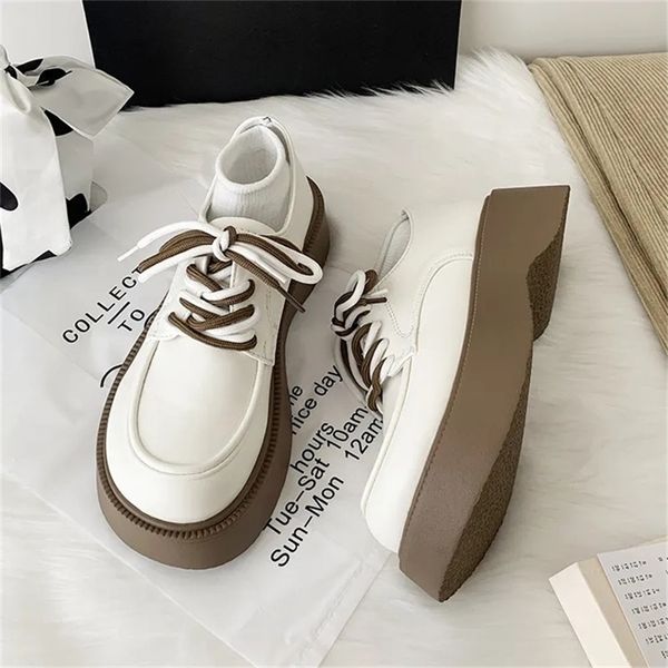 

women gothic chunky demonia wedges shoes black white leather platform lolita mary jane flats fashion lace up harajuku loafers 220616