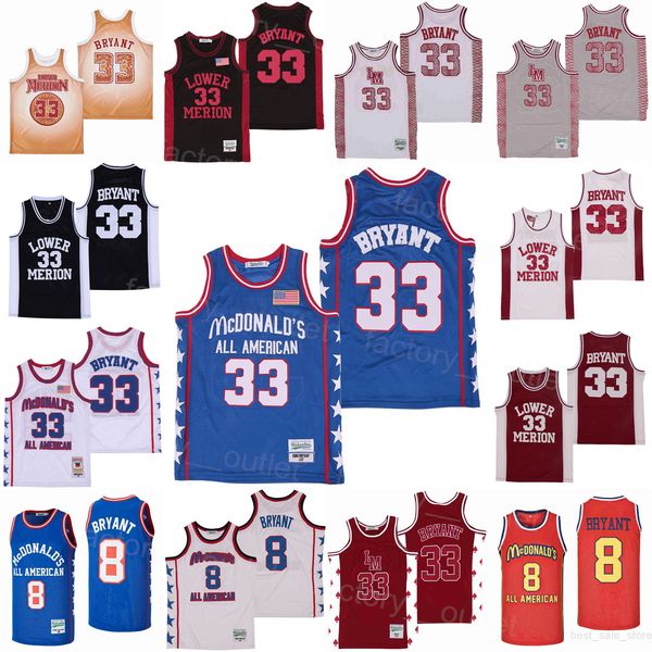 

movie high school lower merion 33 bryant basketball jersey college team color black blue white red all stitched university hiphop for sport