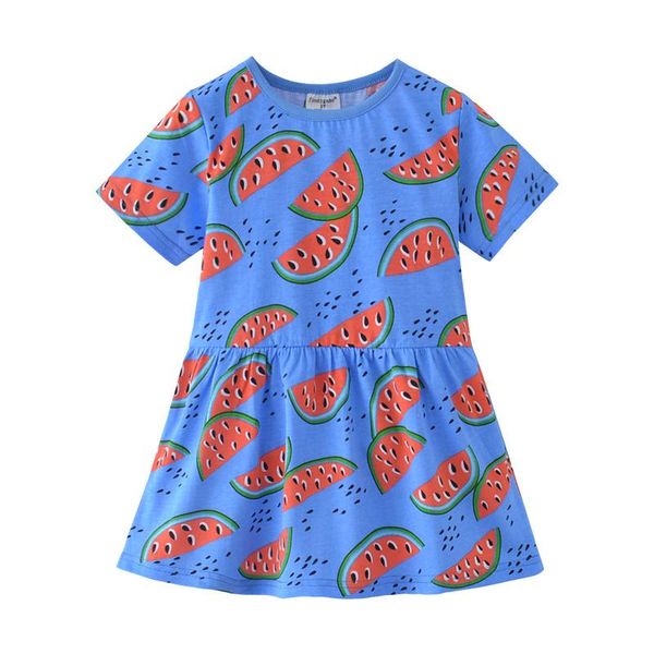 Mädchenkleider Little Maven 2022 Baby Mädchen Sommer Hübsches Kleid Baumwolle Blaue Wassermelone Kinder Freizeitkleidung für Kinder 2-7 JahreMädchen