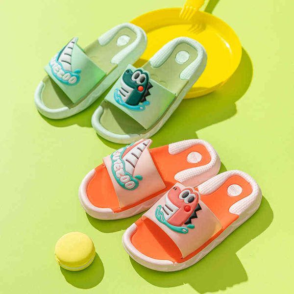 Slippers for Kids Dinossaur Animal Prite Slippers Slippers Banheiro Slides Indoor Slides Anti-deslizamento Cute Sandal Children Flip Flip G22050523