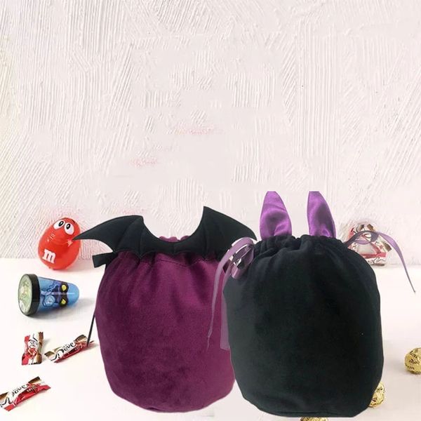 

halloween pumpkin velvet candy bag party drawstring storage packing trick or treat decoration soft tote bag 2022
