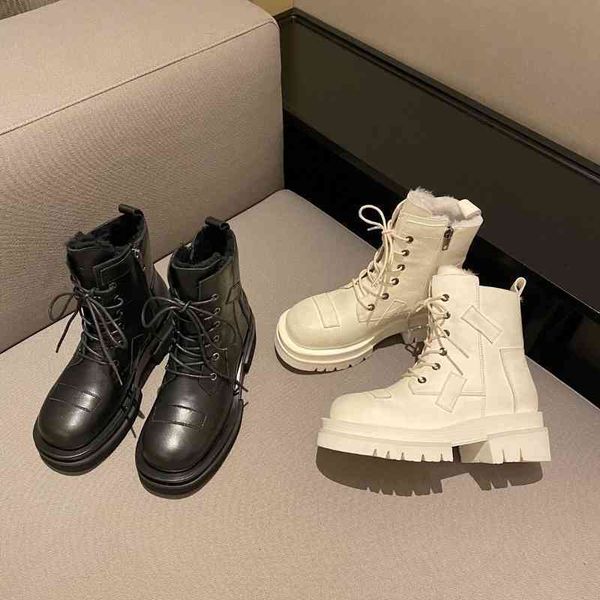 

horseshoe boots leather winter boots short round head square high heels non slip series, Black