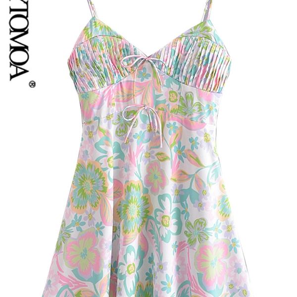 

kpytomoa women fashion with tied floral print mini dress vintage backless zipper thin straps female dresses vestidos mujer 220527, Black;gray