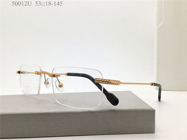 

new fashion design men and women optical glasses 50012u rimless frame square transparent lens versatile business style popular sell wholesal, Black