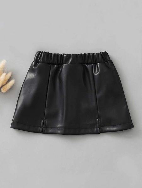 

baby elastic waist pu skirt she01, Blue