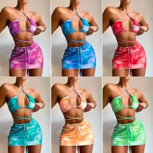 

designer beach thong fashion swimsuit bikini set exprs european and american foreign trade womens split swimsuit marble printed three piece, White;black