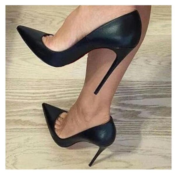 

women pumps high heels shoes patent leather stiletto pointed toe woman office shoes lady wedding party high heels lj201112, Black