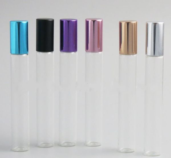 10ml 300pcs garrafas de rolo de vidro transparente rolam o recipiente de garrafa com bola para perfumes de aromaterapia com óleo essencial lábio